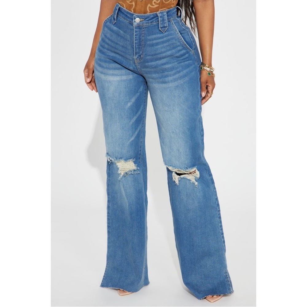 “Doubling Down” Ripped Flare Jeans